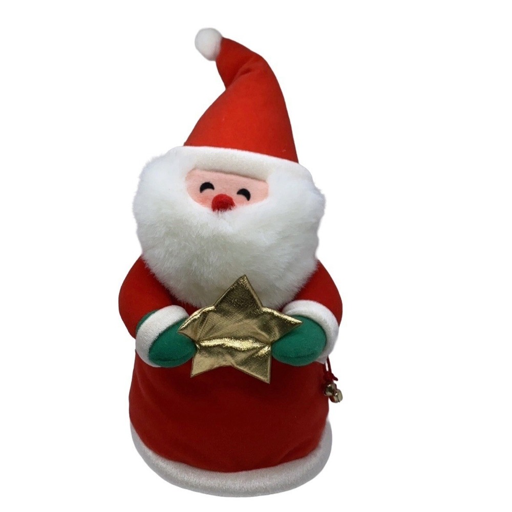 Vintage Hallmark 12" Santa Star Christmas Tree Topper Plush Mantle‎ Table Decor